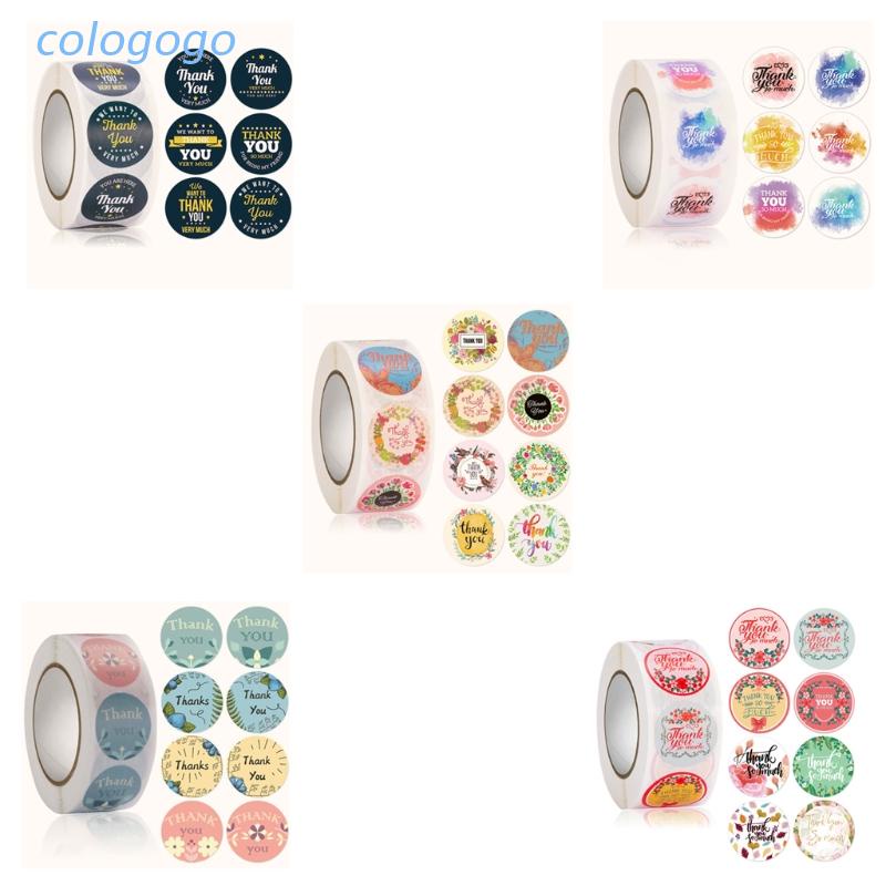 Set 500 nhãn dán họa tiết Thank You và hoa độc đáo cho các cửa hàng