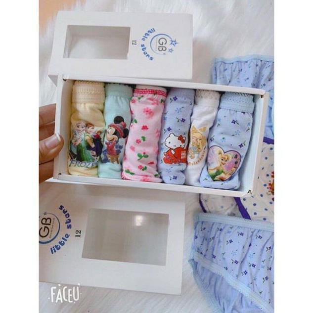 Hộp 6 Quần Lót Trẻ Em Cotton Cho Bé Gái 2 Đến 12 Tuổi .