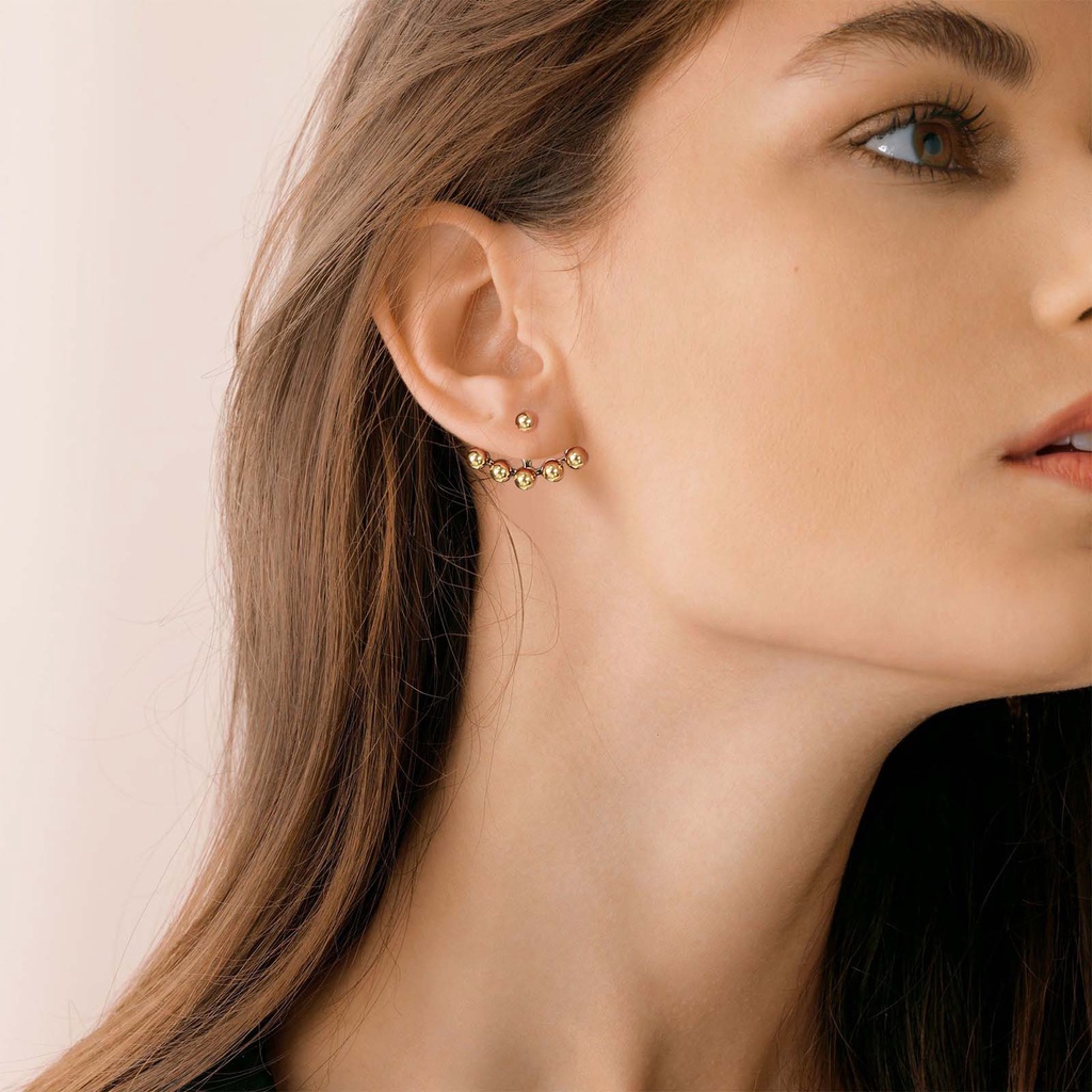 Vnox Khuyên Tai Xỏ Lỗ Bằng Thép Không Gỉ Đính Quả Cầu Ba Lỗ Màu Vàng Thời Trang Có Thể Điều Chỉnh Làm Quà Tặng Cho Nữ