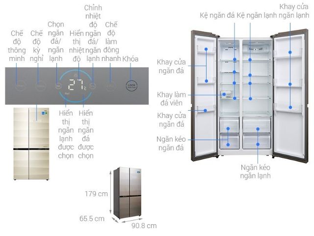 Tủ lạnh Aqua inverter side by side 565 lit