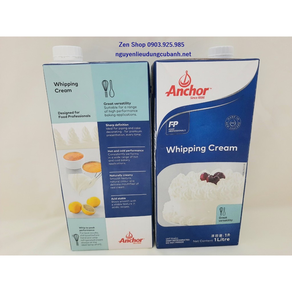 KEM WHIPPING CREAM ANCHOR 1 LÍT (Hàng có sẵn, đặt nowship gửi ngay)