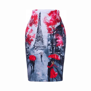 Chân váy bút chì plus size in hình tháp eiffel lãng mạn size s-4xl cho nữ