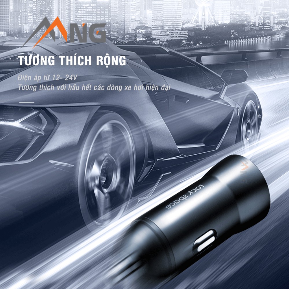 Tẩu sạc nhanh ô tô 2 cổng USB 12v - 24v Rockspace H8 sạc ổn định - hàng chính hãng bảo hành 12 tháng 1 đổi 1