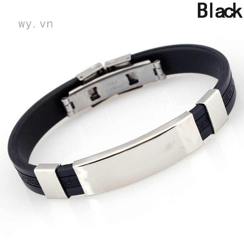 Vòng Tay Silicone Thép Titan Điều Chỉnh Được Phong Cách Punk Cho Nam