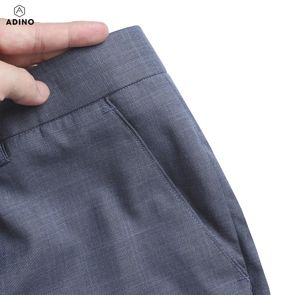 Quần tây nam hàn quốc màu xanh ghi ADINO vải cotton không bai không xù dáng slimfit công sở ống đứng hơi côn QA83