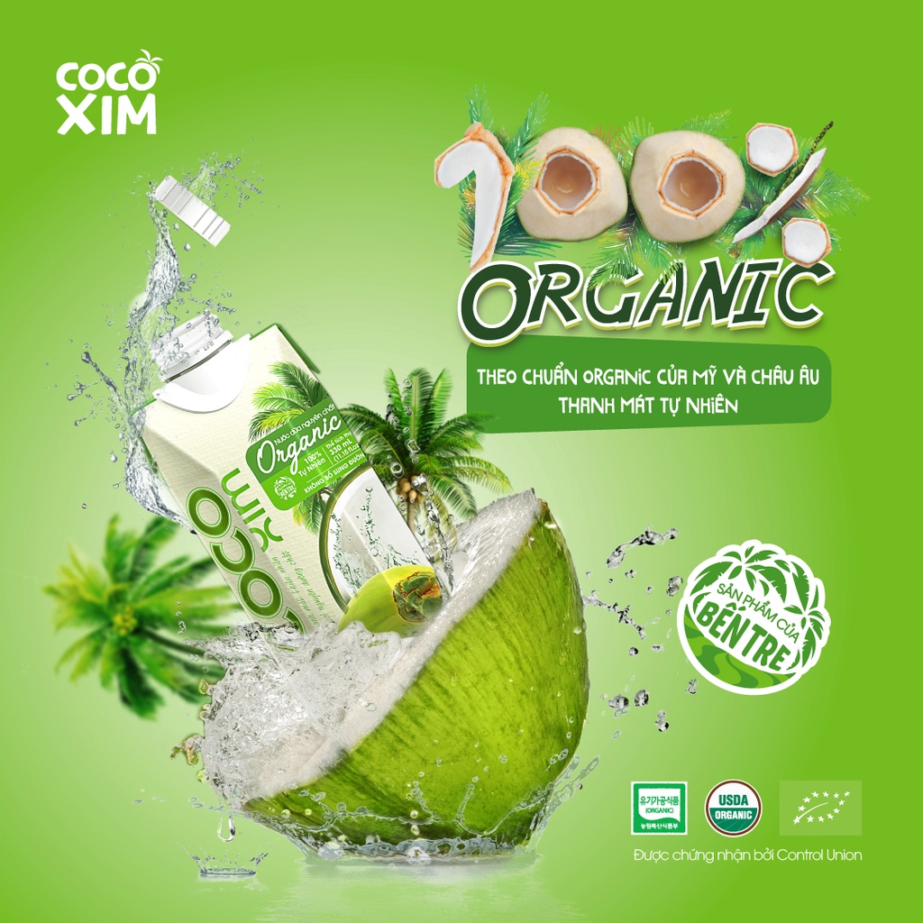 Nước Dừa COCOXIM Combo12 ngày tươi mát - 4 hộp Dừa Organic+4hộpDừa Xiêm Sen+4hộp Dừa Dứa Non 330ml/1Hộp