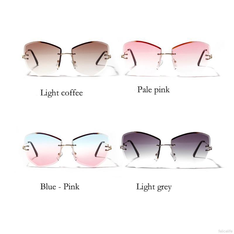 Kính mát mắt mèo không viền màu trong suốt không viền