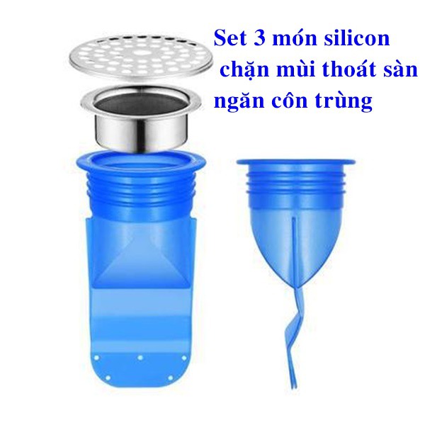 Set 3 món Silicon chặn mùi thoát sàn, ngăn côn trùng xâm phạm