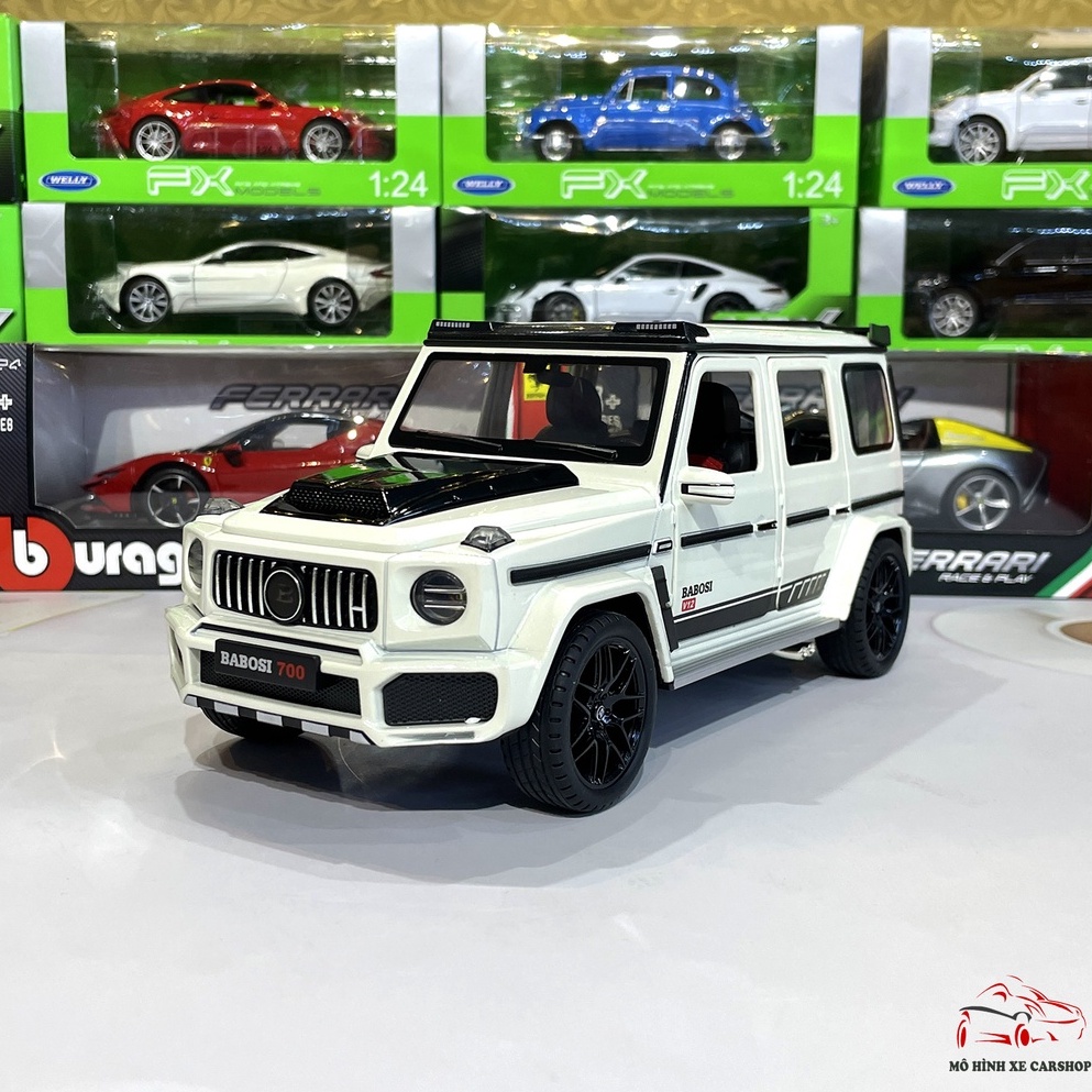 Mô hình xe ô tô hợp kim Mercedes-Benz G700 Babosi tỉ lệ 1:18 hãng Weituo Carshop màu trắng