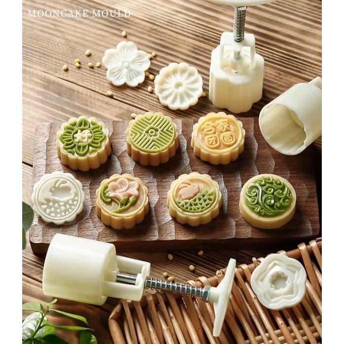 Khuôn Làm Bánh Trung Thu 6 Mặt 100g Vuông Tròn