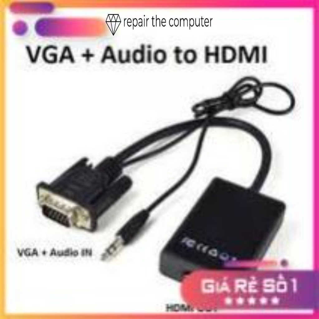 Cáp Chuyển Đổi, Dây Cáp Chuyển Đổi VGA Ra HDMi AV Có Âm Thanh. Bảo Hành 6 Tháng