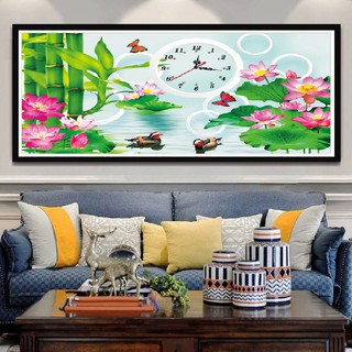❤flash sale❤ tranh đính đá đồng hồ hoa sen vs070 - 61*41cm