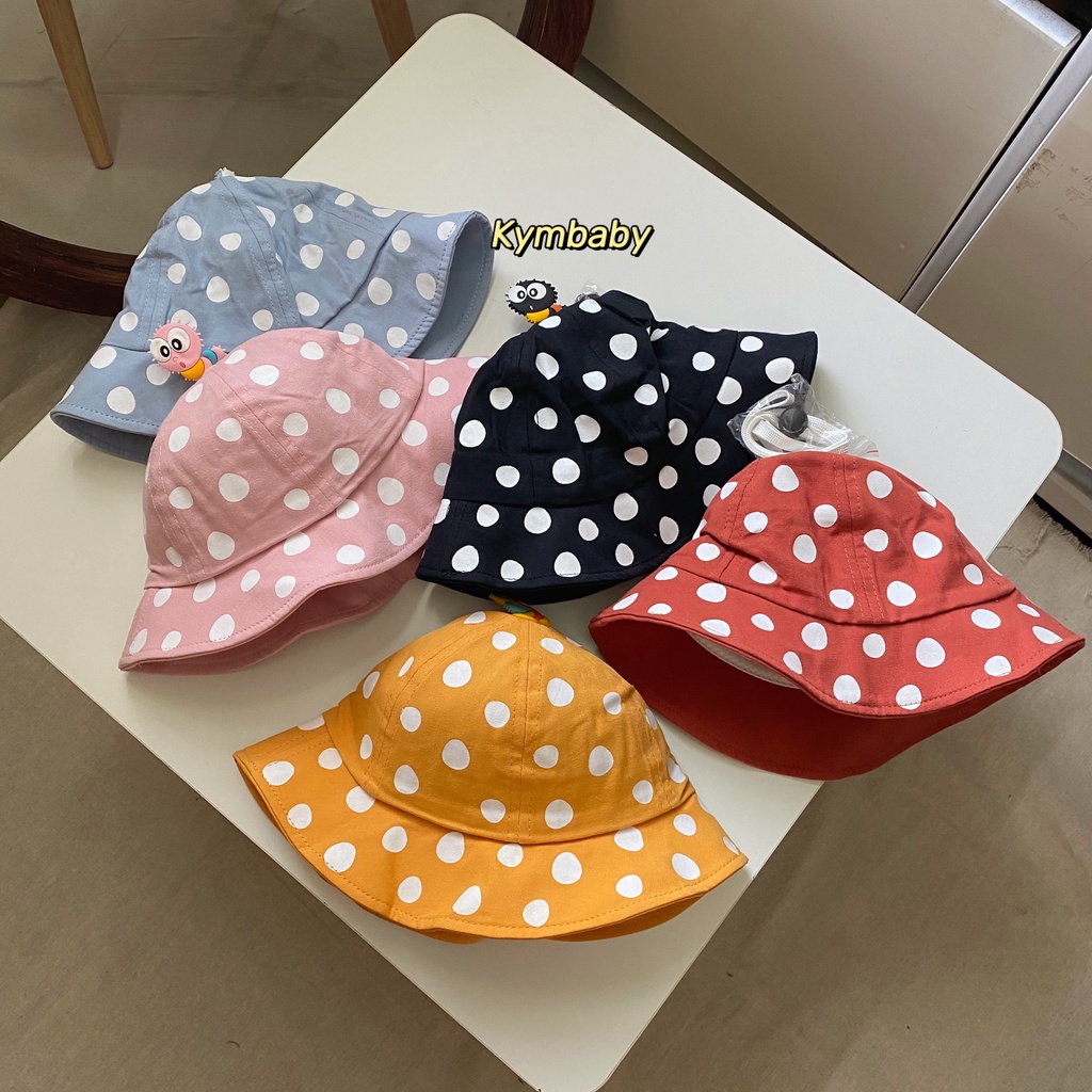 Mũ nón vành chấm bi cute ( kèm dây cài) cho bé từ 1-3 Tuổi M840