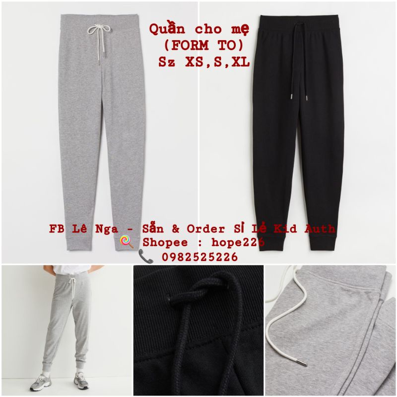 [FORM TO] Quần jogger cotton cho mẹ co giãn cực thích HM UK size XS, S, XL