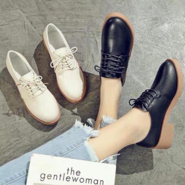 Giầy oxford đế gỗ cao 5cm sẵn đen 38 39 -h91 | BigBuy360 - bigbuy360.vn