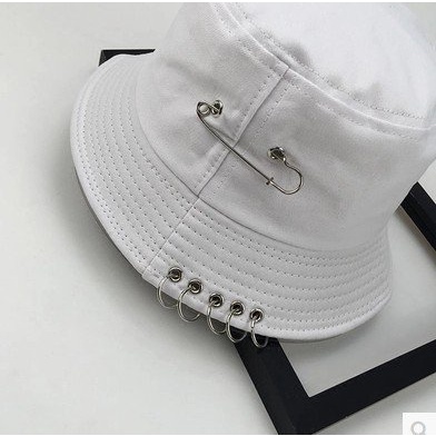 Mũ bucket xỏ khuyên cá tính form unisex nam nữ hai màu đen, trắng - B27