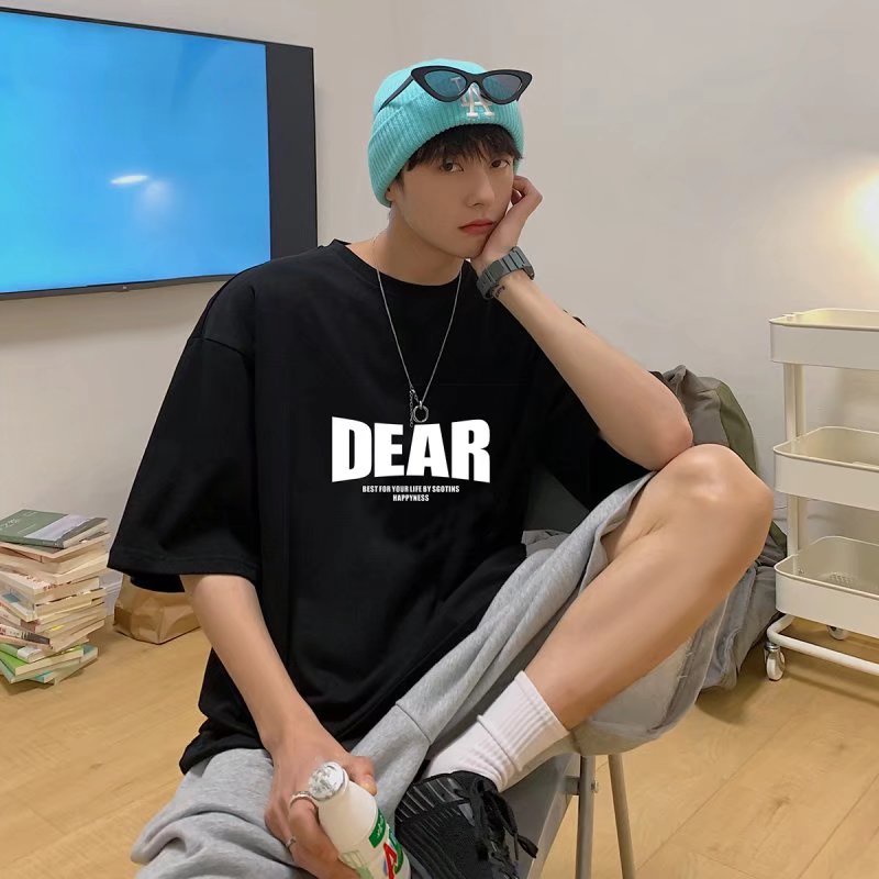 Áo Thun Tay Ngắn Dáng Rộng In Chữ Phong Cách Hip Hop Hàn Quốc Thời Trang Mùa Hè Cho Nam size M-5XL