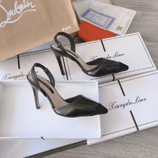Sandal da phối mũi màu gót 7 phân