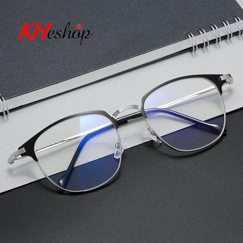 Siêu Phẩm kính 0 độ 2022, Gọng Cận Retro Kim loại thiết kế hình bầu dục đẹp mắt mã Y3007