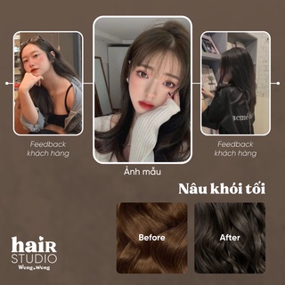 (KHÔNG TẨY - MÀU DARK ASH BROWN/NÂU TỐI ÁNH KHÓI/NÂU KHÓI TỐI) Sản phẩm tự nhuộm tóc tại nhà tiện dụng, an toàn, dễ dùng