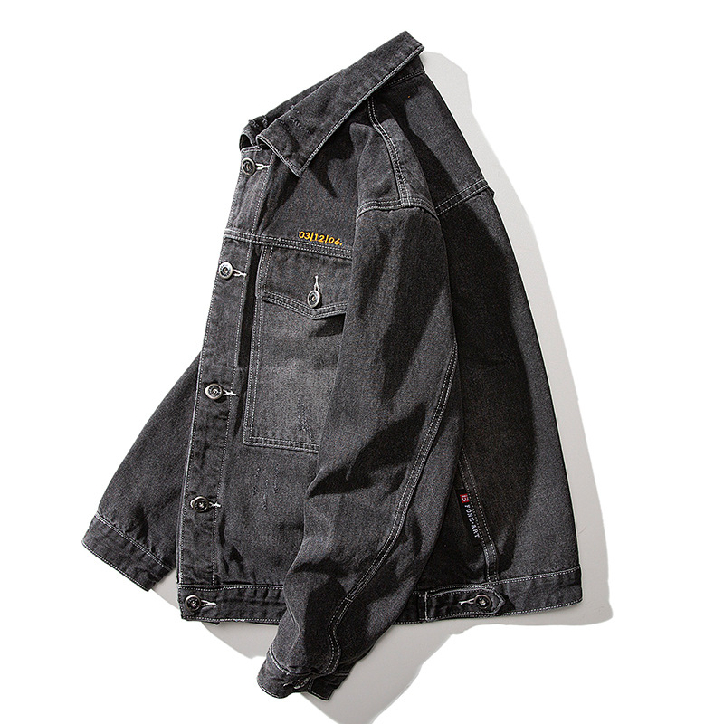 Spring Black Plus Size Denim Jacket for Men Retro casual Korean Loose jeans Jacket