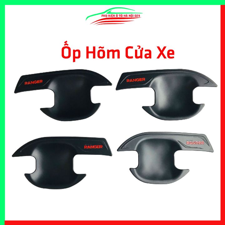 Ốp tay hõm nhựa đen Ranger 2016-2021 sáng bóng chống trầy bảo vệ cửa xe ô tô