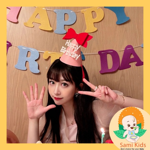 Mũ đội sinh nhật cho bé chất dạ handmade, nón Happy Birthday cho bé trai bé gái SAMIKIDS