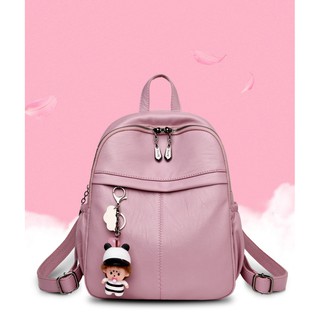 [Balo nữ da mềm] BALO NỮ THỜI TRANG DA MỀM CAO CẤP SIÊU CUTE 295-B901 - Tặng móc khóa búp bê 🎒 🎒 🎒