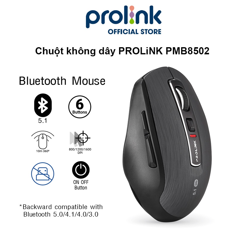 Chuột không dây PROLiNK PMB8502 cao cấp, tiết kiệm pin, chơi game, văn phòng dùng cho PC, Macbook, Laptop