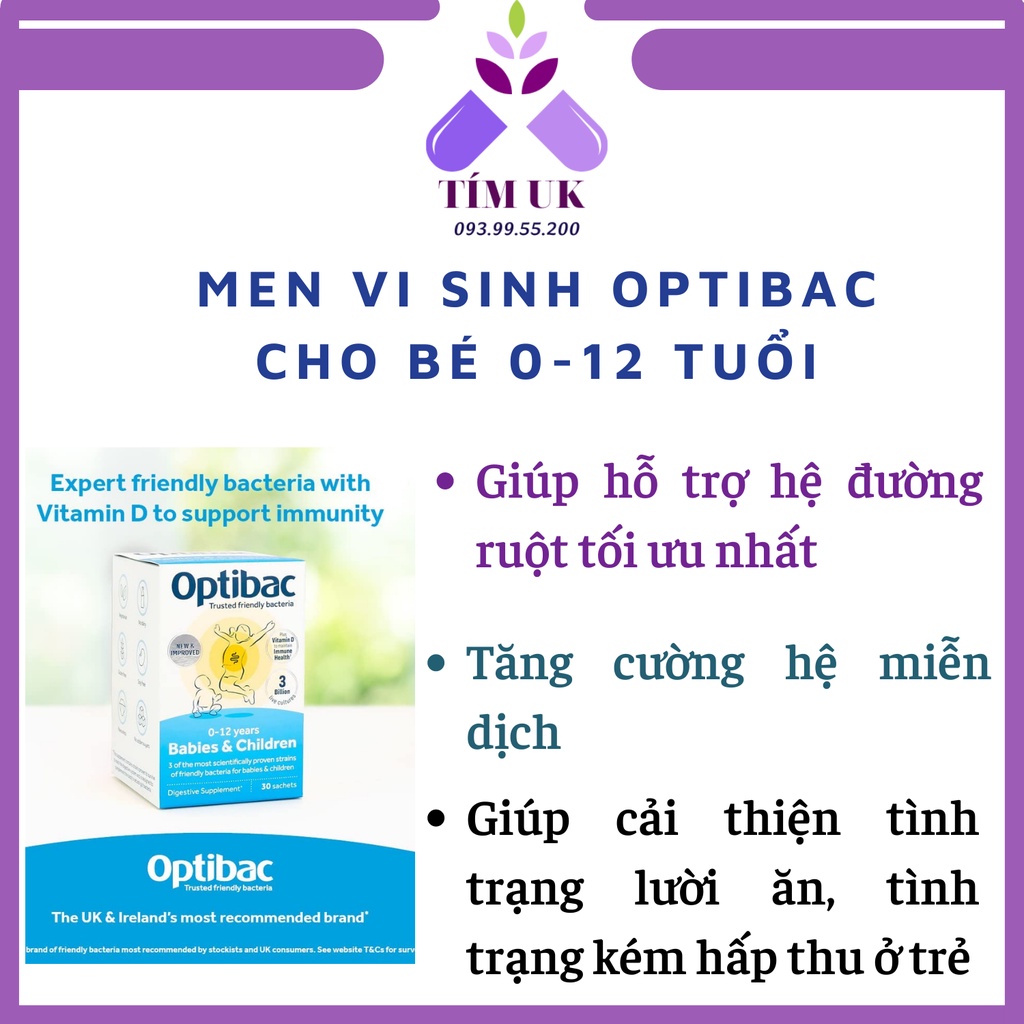 Men Vi Sinh Optibac Cho Trẻ Từ 0-12 tuổi Optibac Probiotics for Babies & Children 10 Sachets