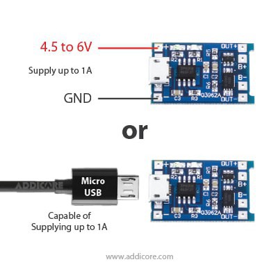 Mạch sạc pin lithium 18650, dòng sạc cao đến 1A, có cổng micro USB, có bảo vệ pin