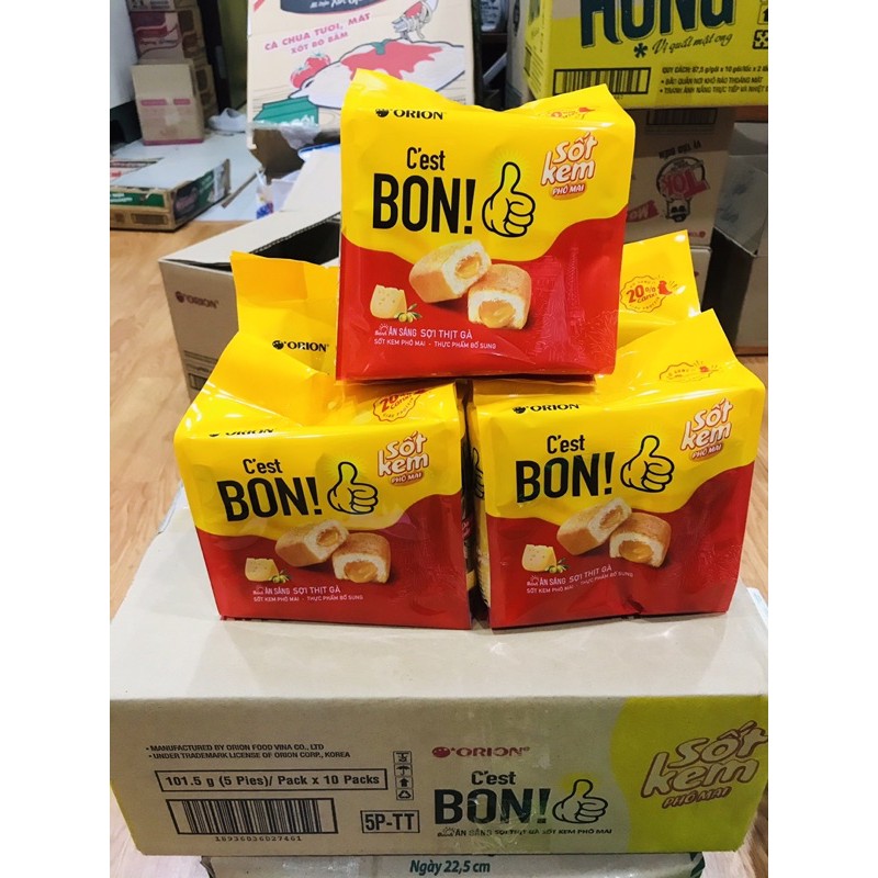 1 Thùng 10 gói bánh ăn sáng C’est BON Orion sợi thịt gà sốt kem phô mai