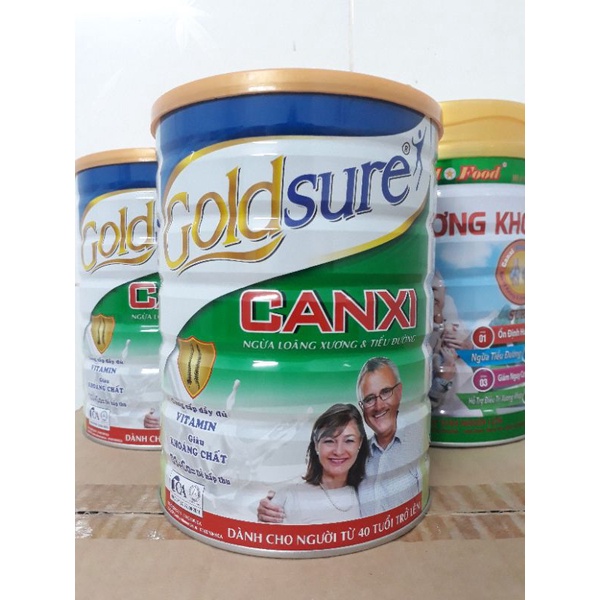 Sữa bột Goldsure canxi dinh dưỡng dành cho người loãng xương và đái tháo đường lon 900gram của công ty Đông Anh