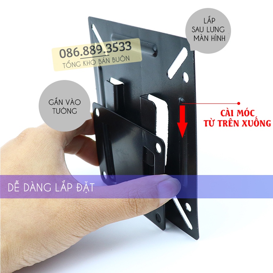 Giá Treo Màn Hình Máy Tính N2 14 - 24 - 27 - 32 Inch - Giá Treo Tivi Siêu Sát Tường Chỉ 1 Cm