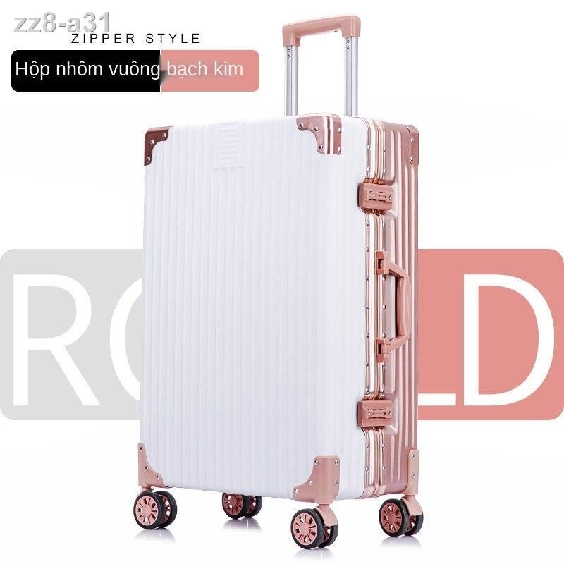 Hộp đựng xe đẩy khung nhôm bánh đa năng 24 inch 26 28 hợp kim nam vali nữ retro góc vuông