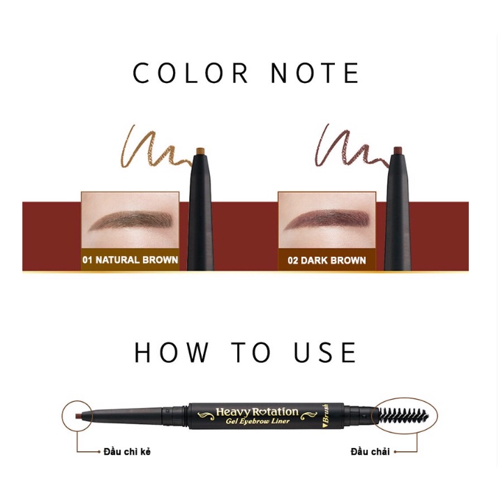 Bút Kẻ Chân Mày Và Mí Mắt Dạng Gel 2 Trong 1 Đa Năng Kissme Heavy Rotation Gel Eyebrow Liner 0.1g