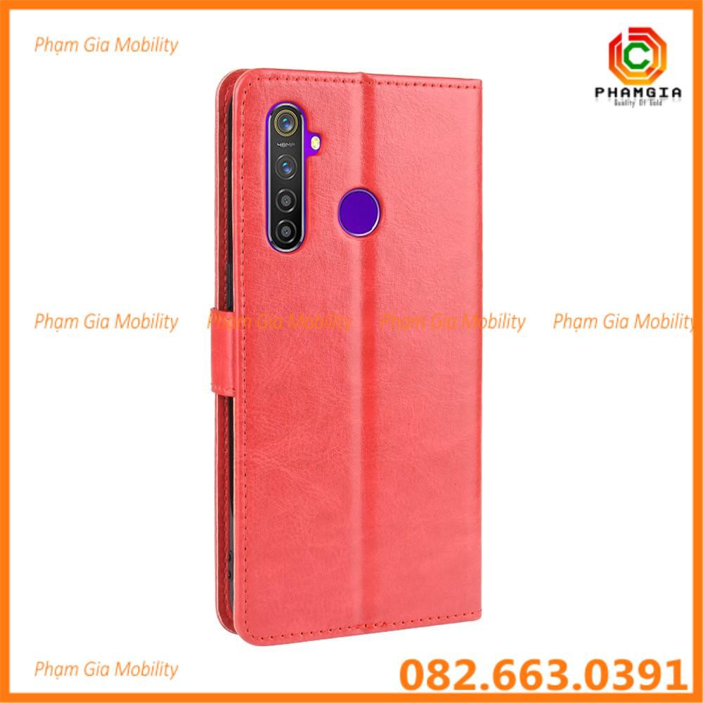Bao da điện thoại Realme 6i da đẹp, mềm mịn, có ngăn để thẻ và chống xem phim
