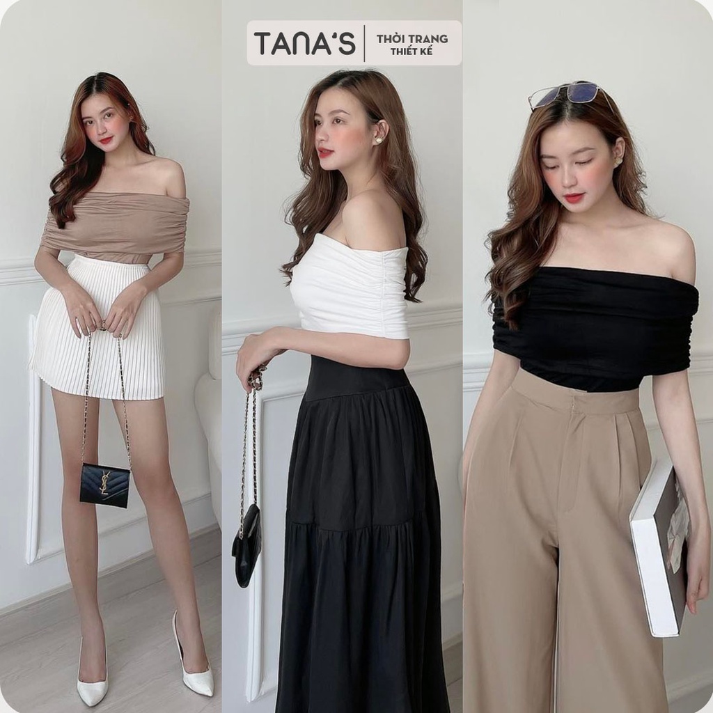 Áo thun trễ vai cực sang chảnh (Trắng, nude, đen)