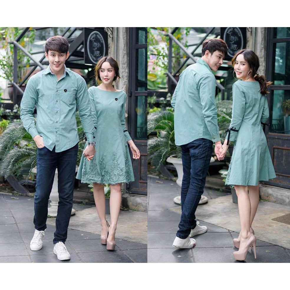 Áo đôi áo cặp - CAO CẤP - Đồ đôi nam nữ đẹp Set váy sơ mi đôi phong cách Hàn Quốc