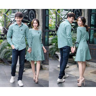Áo đôi áo cặp - CAO CẤP - Đồ đôi nam nữ đẹp Set váy sơ mi đôi phong cách Hàn Quốc