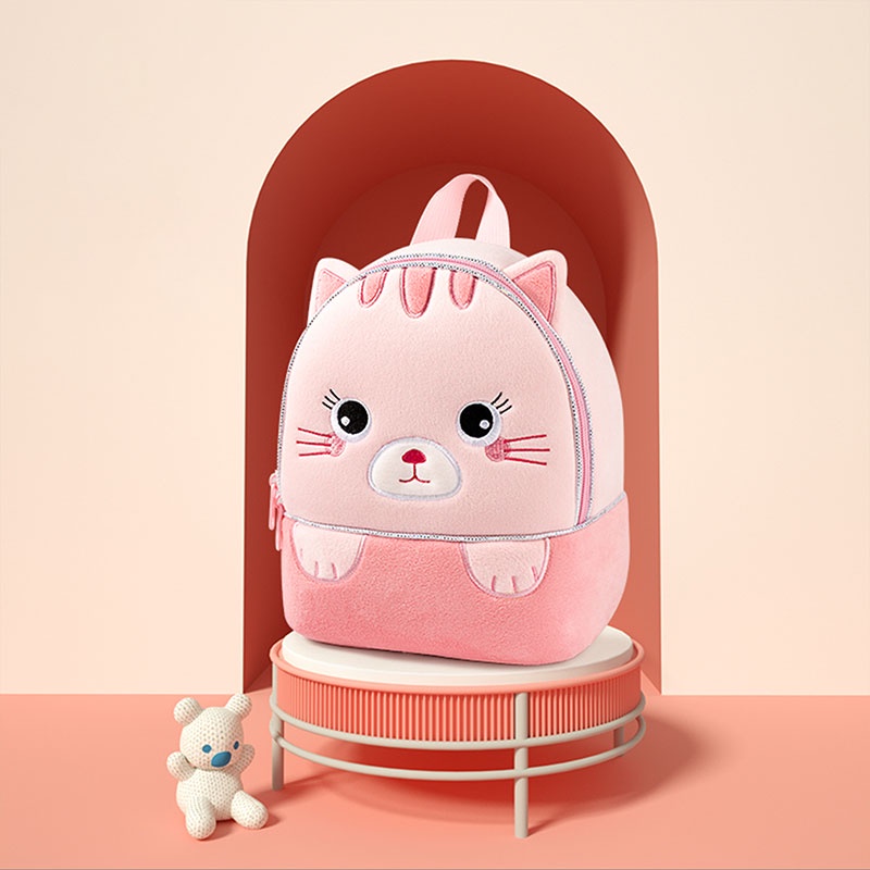 Balo YAZHOULONG mini siêu nhẹ phối lông dễ thương cho bé mẫu giáo