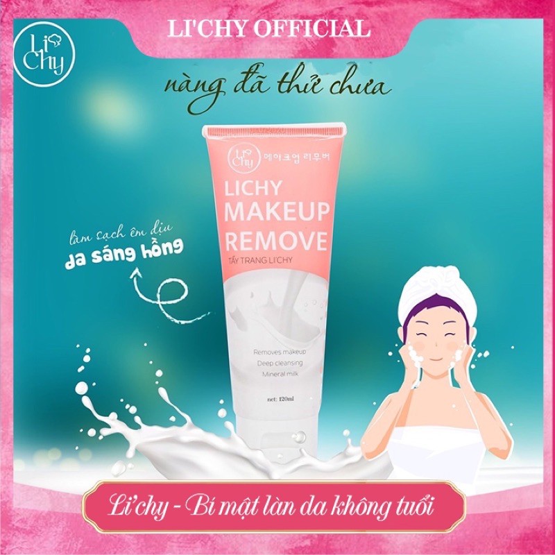 Tẩy Trang LI'CHY makeup remove không chứa cồn tẩy sạch bụi bẩn sach da mặt mềm mịn da 120ml LICHY LC03