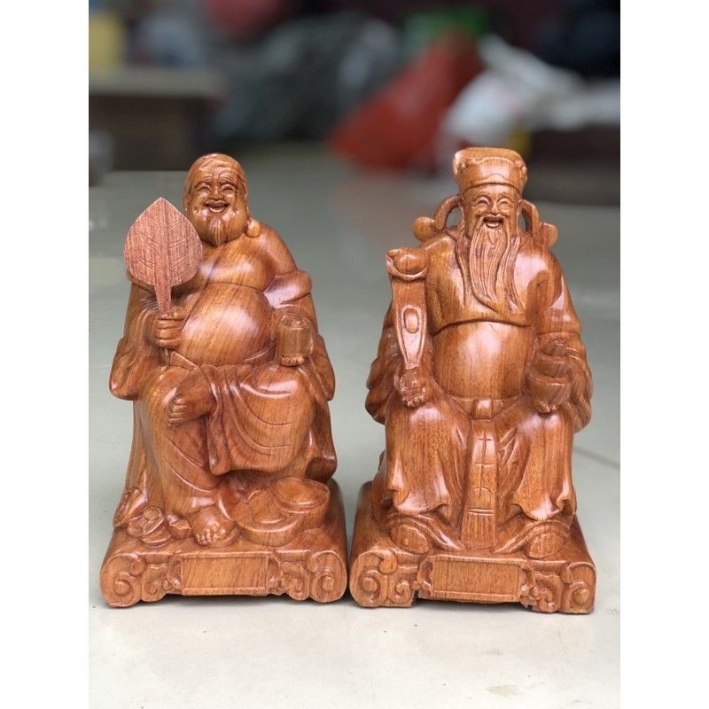 Bộ Tượng Thần Tài - Thổ Địa Gỗ Hương Đá