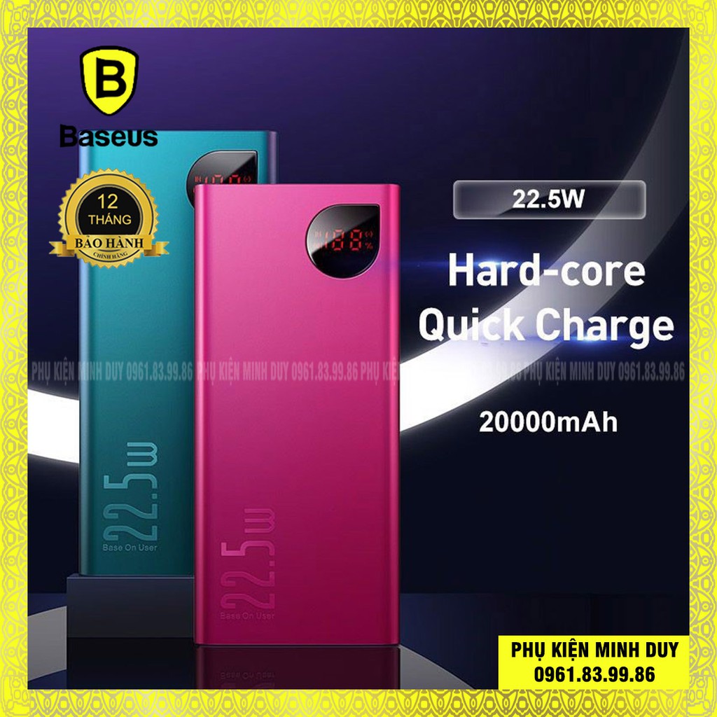 Pin dự phòng sạc nhanh Baseus Adaman Metal Digital Display Quick Charge 22.5W 20.000mAh và 10.000mAh (QC3.0/ PD3.0...)