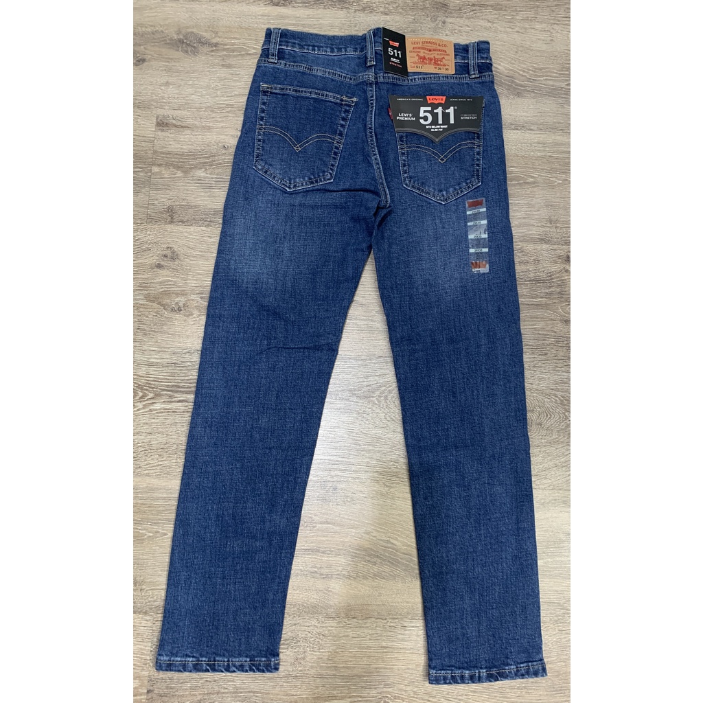 Quần jean nam ống đứng le511 vải co giãn dáng slimfit suông cao cấp