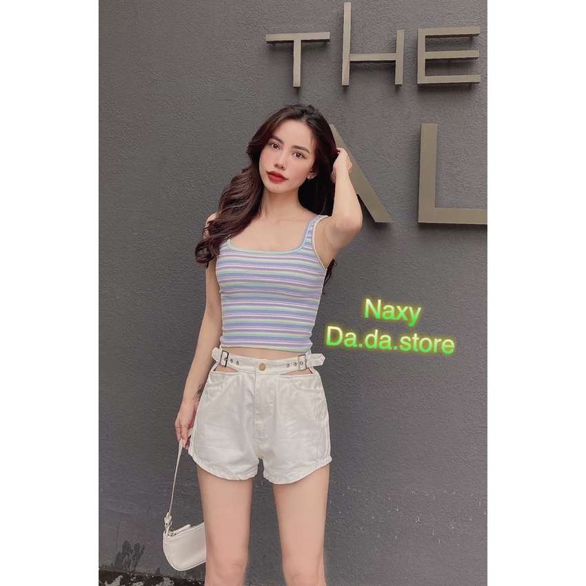 short nữ đen trắng lưng khoen cá tính 3257