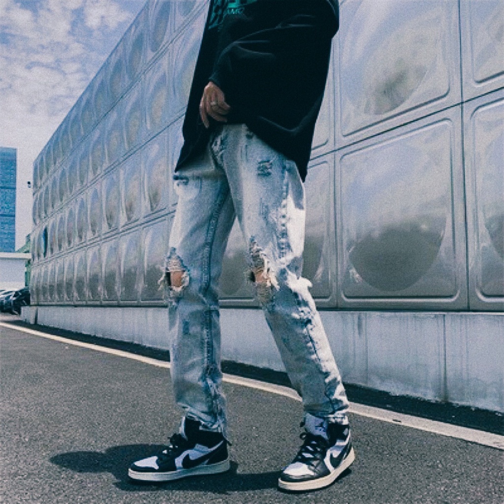 Quần Jean Rách Gối - Quần bò Siêu Chất - Full Size M đến 3Xl Cam Kết Hàng Y Hình - Có Khóa Zip