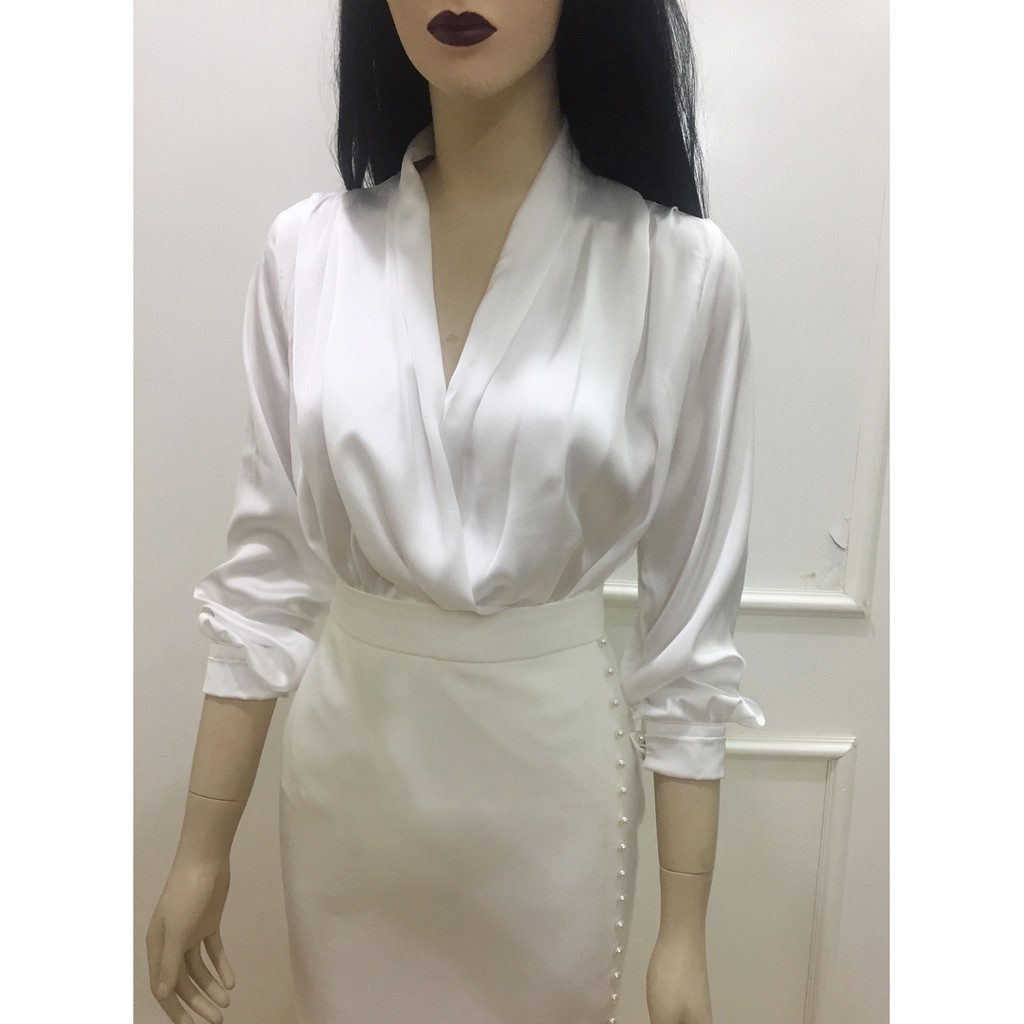 Chân Váy Bút Chì Trắng 💖𝑭𝒓𝒆𝒆𝒔𝒉𝒊𝒑💖 Chân Váy Trắng xẻ trước dài che gối | BigBuy360 - bigbuy360.vn