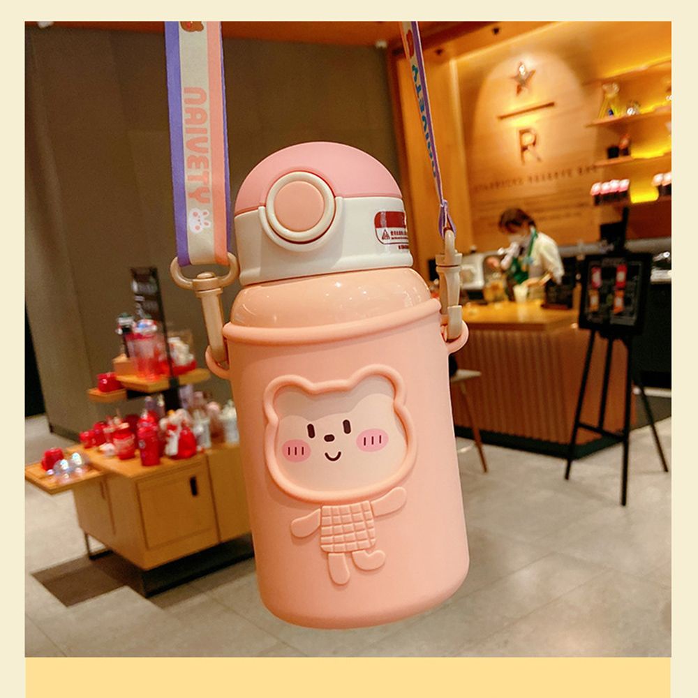 Bình Nước Giữ Nhiệt Bằng Thép Không Gỉ Kèm Ống Hút 450ml Nhiều Màu Sắc