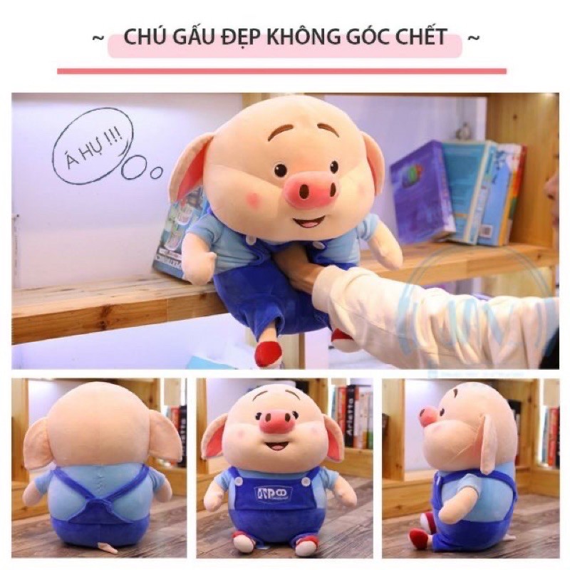 Gối Ôm Gấu Bông Heo Mặc Áo Vải Nhung Co Dãn 4 Chiều Hàng Cao Cấp